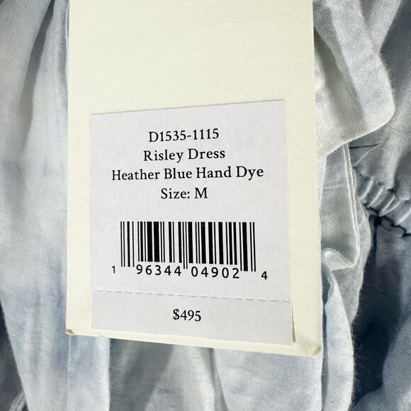 LoveShackFancy Risley Heather Blue Hand Dye Asymetrical Midi Dress Size Medium - Picture 5 of 9